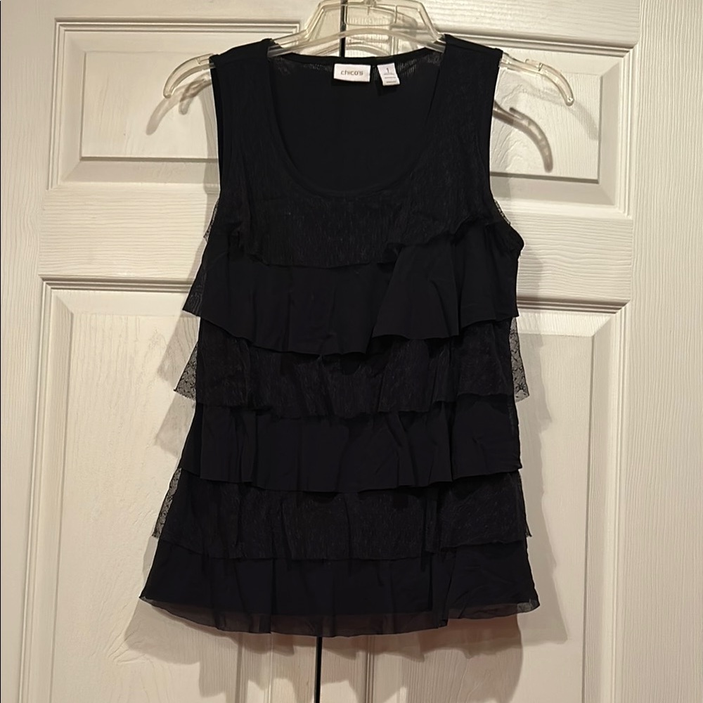 Chico’s sz 1 - Express Black Ruffle Sleeveless Top